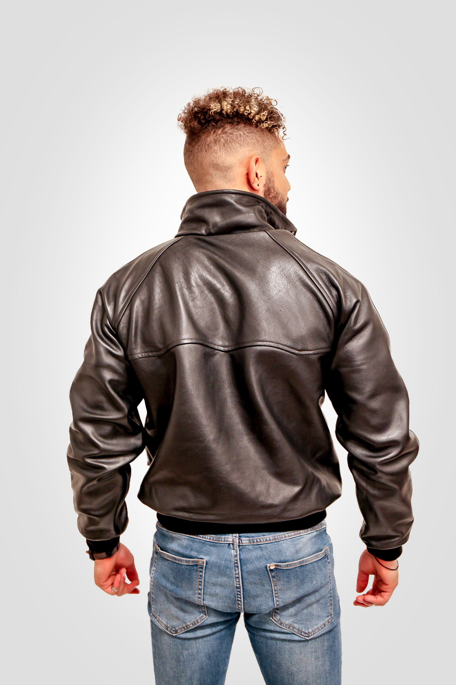 Combat Leather Harrington Jacket Black Bennevis Clothing