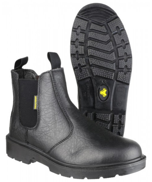 Amblers Steel FS116 Pull-On Dealer Boot - Unisex Safety Boot With Steel Toe, Penetration Resistant, PU Oil-Resistant Sole (Size 9 US, Black)