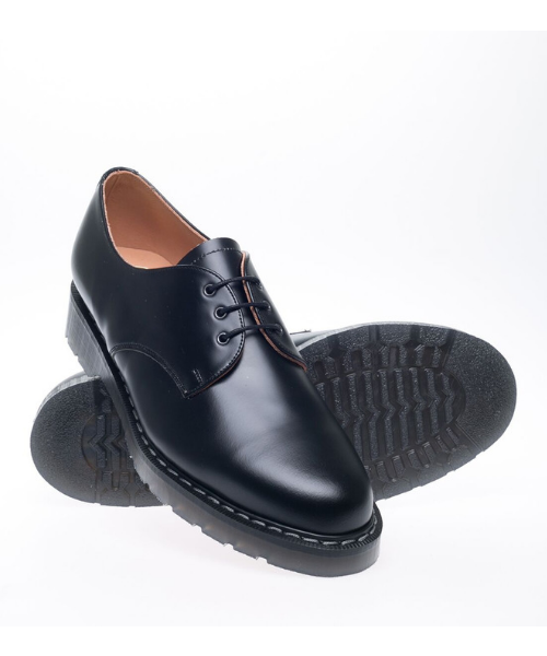 Solovair 3Eye Classic Gibson shoes Black Hi-Shine - Bennevis Clothing