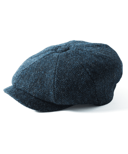 Navy/Black Failsworth Hats Carloway Harris Tweed Bakerboy Cap