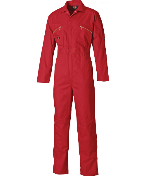 Dickies Redhawk Overall With Zip Red Bennevis Clothing Front 