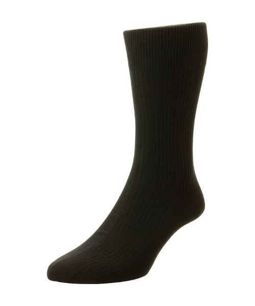Cotton Rich Sock Ribbed Black - Bennevis Clothing