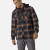 Fleece Hood Flannel Shirt Jacket Dickies Navy Brown 1
