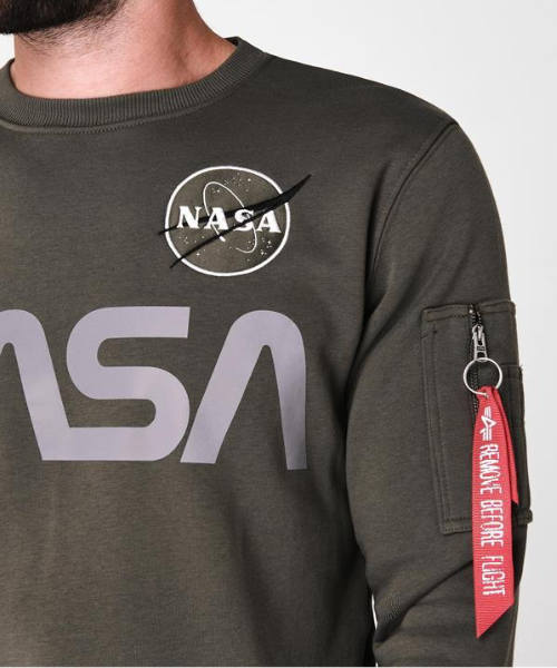 Alpha Industries NASA Reflective Sweater Dark Olive - Bennevis Clothing