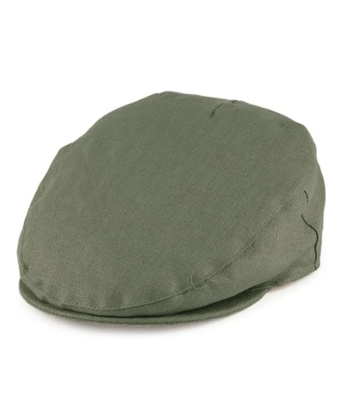 Failsworth Irish Linen Flat Cap Khaki - Bennevis Clothing